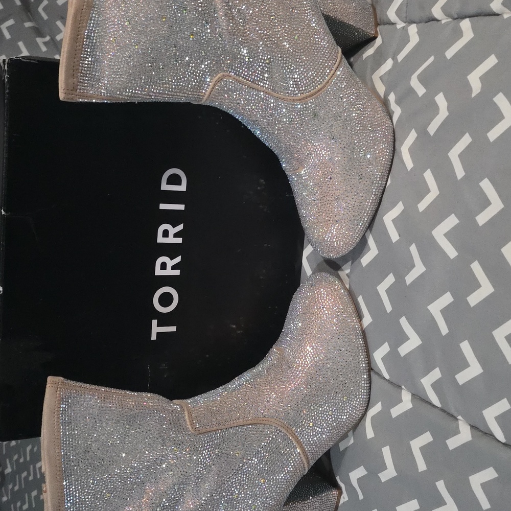 Torrid Shimmering Taupe Ankle Boots